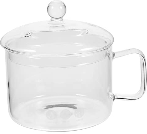 Garneck Pentola in Vetro Borosilicato Da 15 Cm Coperchio Trasparente, Ergonomica Manico, Per Cottura Lenta Di Stufati e Noodles, Adatta a Forno e Microonde, Lavabile in Lavastoviglie