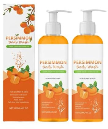 Lavado Corporal Caqui Para Olor Corporal, 2 Packs Ducha Que Eliminan Gel Ducha, Geles Ducha Desodorante Con Extractos Verde Caqui, Geles Ducha Hidratantes Profundamente Para Hombres Mujeres