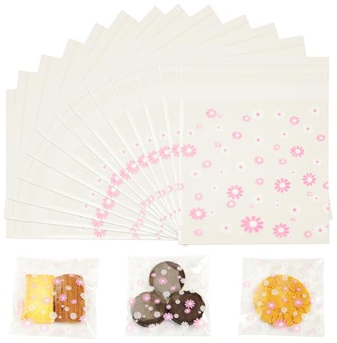 Small Cellophane Bags 100Pcs,Self Seal Cookie Bags,Biscuit Bags 10x10cm