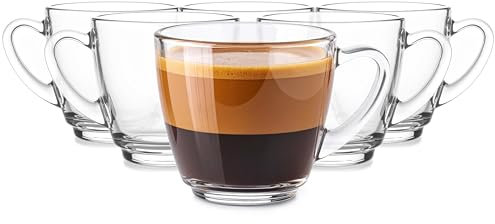 Glasmark KROSNO 1992 Lot de 6 Tasses à Café en Verre 360 ml Transparentes Lavables au Lave-Vaisselle