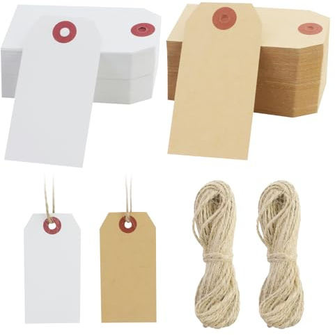 200 etichette per il mercato delle pulci, 7 x 3,5 cm, in 2 colori (giallo e bianco)