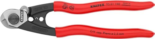 Knipex Cesoia per Funi in Acciaio Forgiata Rivestiti in Resina Sintetica 190 Mm (Confezione Self-Service/Blister) 95 61 190 Sb