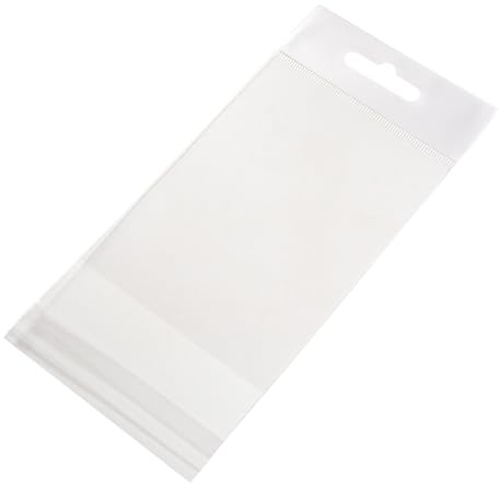 3 x 4 Clear OPP Bags with White Hanging Header, Pack of 200 – Resealable Plastic Retail Display Bags with Hang Hole for Small Items, Jewelry, Crafts, Hardware, Candy