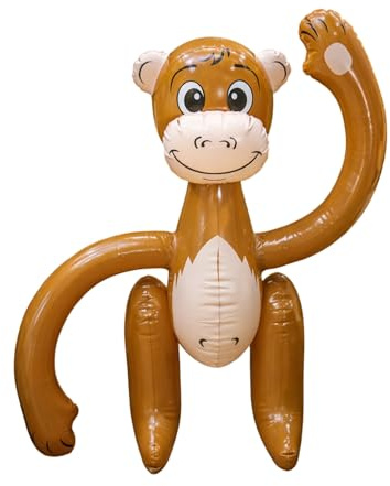 1 Pc Inflatable Brown Monkey Blow Up Party Decorations 58 cm, Tropical Animal Fancy Dress Props for Hawaiian African, Pool and Beach Parties, Hen Do, Stag Do, Photo Booth and Themed Events