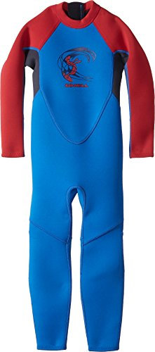 O'Neill Toddler Reactor-2 2mm Back Zip Full Wetsuit, Ocean/Graphite/Red, 3