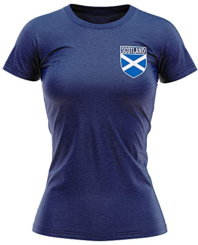 Skottland damfotbollströja – dam Skottland flagga emblem t-shirt – fotbollslandskap europeiska supportrar 2020 retro t-shirt henne – skotsk turnering 2021 fotbollstopp