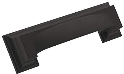 Amerock | Cabinet Cup Pull | Matte Black | 3 inch & 3-3/4 inch (76mm & 96 mm) Center-to-Center | Appoint | 1 Pack | Drawer Pull | Cabinet Handle | Cabinet Hardware