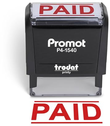 Promot Paid Stamp Self Inking - for Office, Accounts Payable Stamp - Rubber Stamps for Retail Use, Red Ink, Self Inking for Business Supplies, Paid Stamper