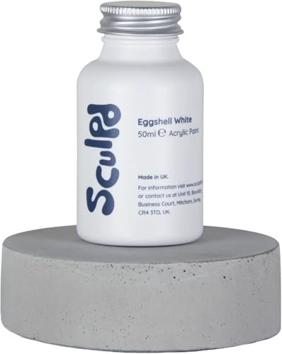 Sculpd, Vernice acrilica di colore bianco guscio d'uovo, base per ceramiche realizzate con argilla autoindurente, per creazioni artigianali impermeabili, pigmento ricco, 50 ml