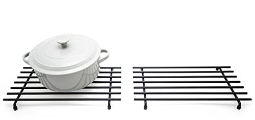 simplywire – Salvamanteles de Metal – Paquete de 2 - Resistente al Calor – Protectores para la encimera de la Cocina – Grande - Negro