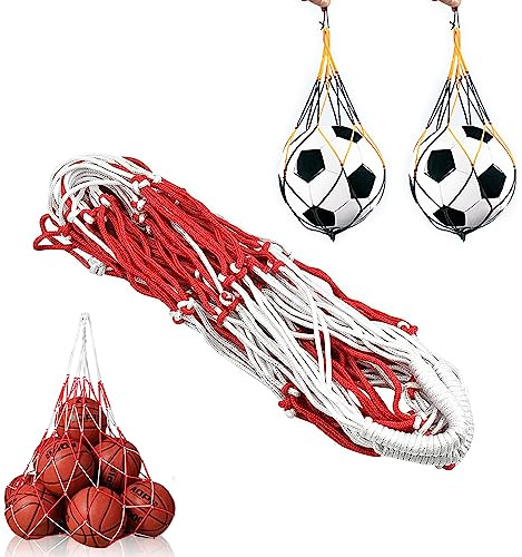 Vebetter Sacca Palloni Calcio, 3PCS Calcio Rete Portapalloni, Durevole Borsa Per Rete Da Pallacanestro, Portatile Borsa Da Pallavolo, Borsa Da Rugby, Rete A Sacco Intrecciata A Mano,Ball Carry Net Bag