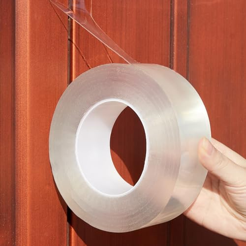 HSTECH Transparent Window Weather Sealing Tape, 2-Inch x 33ft, Clear Window Draft Isolation Sealing Film Tape for Door Draft Stopper Adhesive Tape, Doors Windows and Shower Glass Gaps (2IN x 33FT)