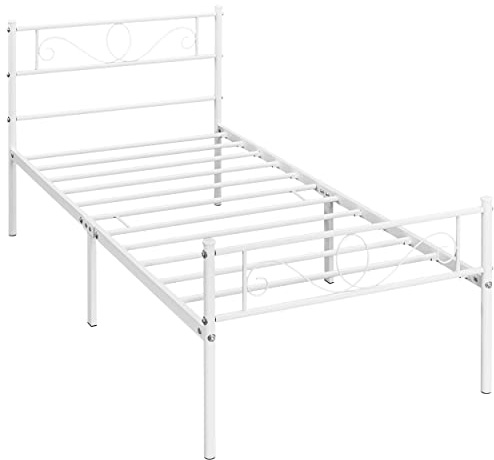 Yaheetech Cama Individual 90x190 cm con Cabecera Altura 32 cm Blanco