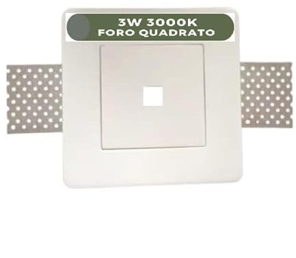 Faretto in Gesso LED 3w 3000k 120mm - Foro Quadrato Luce Calda - Mondo LED