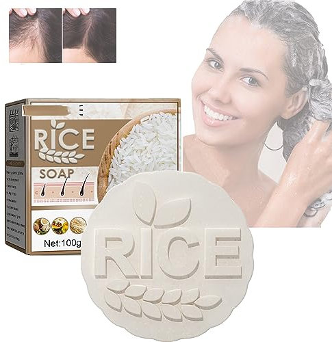 Pemarlis 100g Anti-Hair Loss Rice Shampoo Bar, Anti-Hair Loss Rice Shampoo Bar, Sapone per La Crescita dei Capelli Deterge Delicatamente i Capelli Fragili per La Crescita dei Capelli