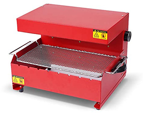 Electric Grill, Smokeless Infrared Electric Bbq Grill, Double Layer Grill, Indoor Multifunctional Automatic Rotating Grill,Red