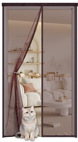 Zanzariere Magnetica per Porte Finestre 140x240cm,Zanzariera con Calamita per Porta Balcone,Traspirante Chiusura Automatica,Tenda con Magneti Anti Insetti Zanzare,Installazione Facile,Marrone