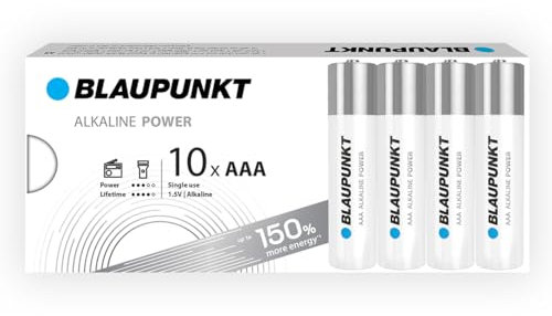 BLAUPUNKT AAA batterie alcaline, confezione da 10, per gli orologi a parete e telecomandi TV, LR03BPO/10CB