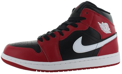 Jordan Men's 1 Mid Black/White-Gym Red (DQ8426 061), Schwarz/Gym Rot/Weiß, 44 EU