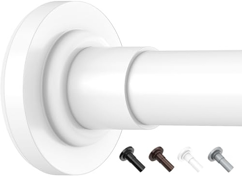 Yeabett Extendable Curtain Poles 48-226cm, Tension Rods for Curtains | Telescopic Curtain Pole, for Bathroom or Windows, Adjustable, No Drill, No Slip, No Rust, White