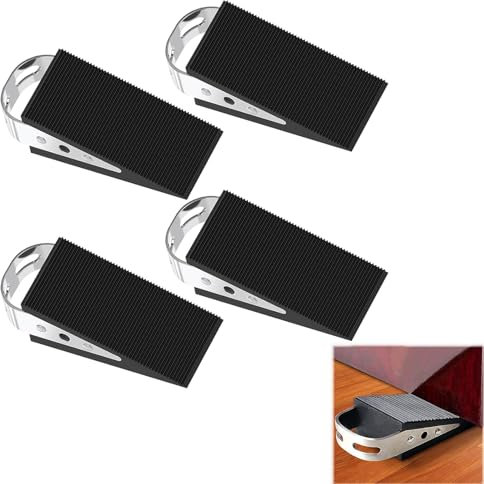 4 Pezzi Ferma Porta Da Pavimento, Ferma Porte E Finestre, Cuneo Porta In Gomma Con Cuneo Per Impieghi Gravosi, Fermaporta Antigraffio, Antiscivolo，Antiscivolo Con Supporti In Acciaio Inox