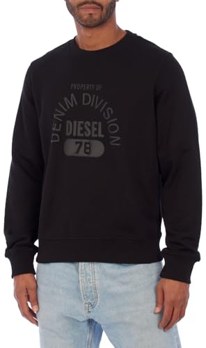 Diesel Men's round neck printed sweatshirt A12242-2RIAJH. Men's sweatshirts, Men's cold weather clothing Black