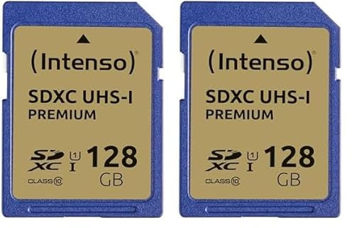 Intenso - Tarjeta de Memoria SDXC de 128 GB (45 MB/s, Clase 10, UHS-I) (Paquete de 2)
