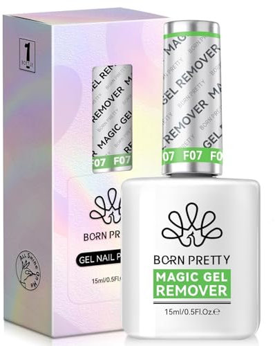 Born Pretty Eliminador de esmalte de uñas UV – 15 ml uñas de gel UV esmalte de gel con fórmula suave mejorada, rápido y fácil removedor mágico en 3 – 5 minutos, no requiere lámina