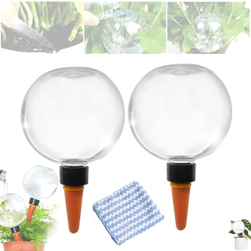 2PCS Plant Watering Globes,500 ML Large Capacity Se-lf Watering Plant Spikes Device,Plant Watering Devices with Terracotta watering Spikes,Watering Spikes for Outdoor Plant Watering Devices (2pcs/Set)