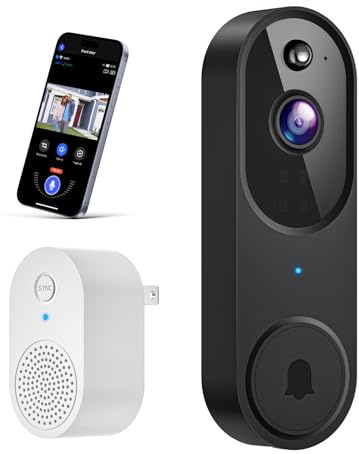 Wireless Wi-Fi Video Doorbell Camera with AI Motion Detection, 2 Way Audio, Night Vision, Cloud Storage, 2.4GHz Wi-Fi Only, Battery Powered