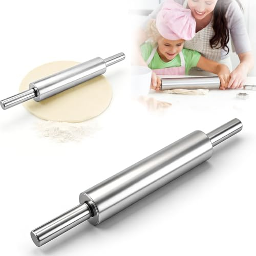 Mattarello In Acciaio Inossidabile 43 cm, Mattarello Antiaderente Rotante, Igienico E Facile Da Pulire, Accessorio Da Cucina Per Pizza, Pasta, Fondant, Biscotti, Torte