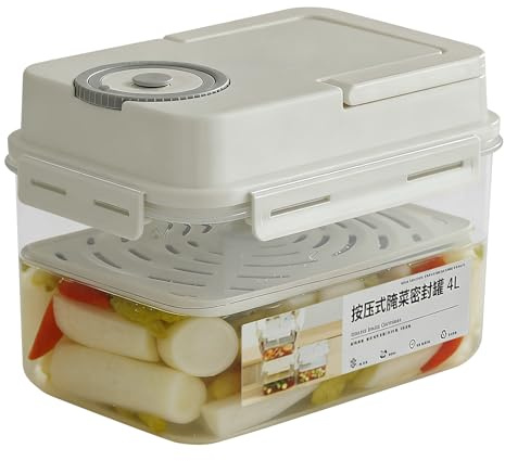 Contenedores de pepinillos – de decapado tipo prensa de 4 L | Contenedor de fermentación – para chucrut alimentos, cocina, refrigerador, camping, picnic, despensa