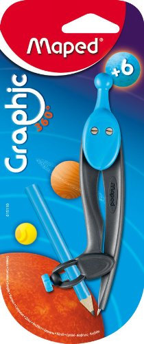 Maped 19110 Zirkel Graphic 360 Grad mit Adapterring, Farblich sortiert
