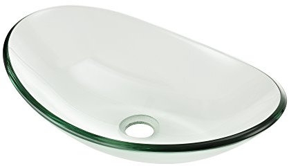 [neu.haus] Neuhaus Waschbecken aus gehärtetem Glas (47x31cm) oval Aufsatzbecken Schale
