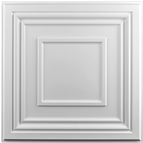 Art3d 12 Stück,4,5 m²,PVC Deckenpaneele,Dekorative Deckenfliesen,3D Wandpaneele,61 x 61cm, zum Aufkleben von Decken, quadratisch, Relief in mattem Weiß