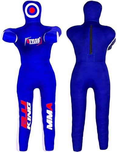 Un-Filled Grappling Dummy Wrestling Dummy Jiu Jitsu Dummy for BJJ MMA Judo Karate Training Adult Kids and Youth Practice Tackling Dummies (Blue, 6ft / 72)