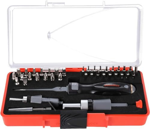 ValueMax Feinmechaniker Schraubendreher Set mit 35 Bits, Präzision Schraubendreher mit Ratschen, Magnetischer Präzisionsschraubendreher Torx/PH/SL für Uhrmacher elektronischen Geräten Handy, Laptop