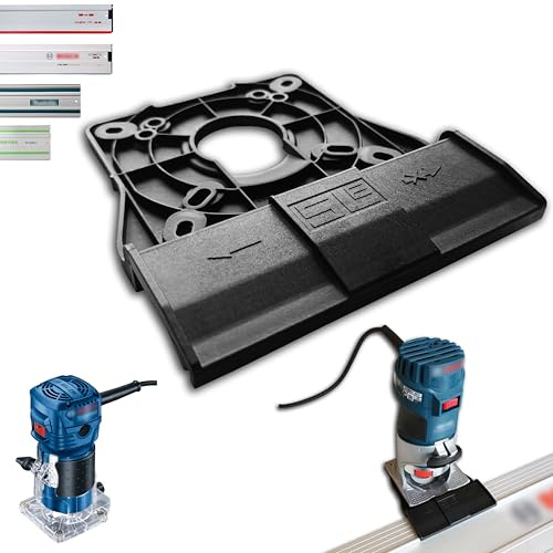 SLE Profi Führungsschienenadapter für Bosch GLF 55-6 / GLF 18V-8 / GKF 500 / GKF 550 für Makita/Bosch/Festool/Mafell Führungsschiene Oberfräse Kantenfräse Adapter