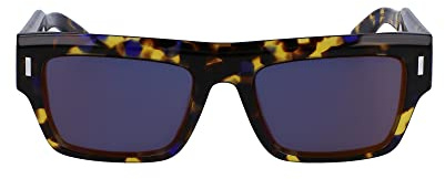 Calvin Klein Unisex Adult Sunglasses CK23504S - Havana Blue with Blue Solid W Gold Flash Ar Green Lens