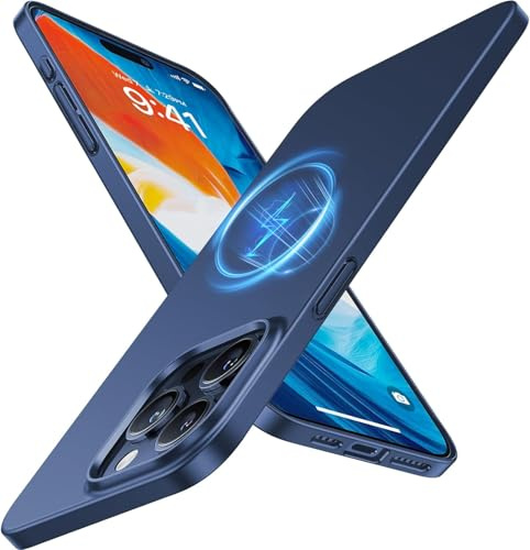 TORRAS Ultra Dünn für iPhone 15 Pro Max Hülle für MagSafe (Nr. 1 Magnetkraft, Nie Staub anhaftend) Velvety Touch Handyhülle iPhone 15 Pro Max Case Stoßfest Kratzfest Wie Original iPhone Slim Blau