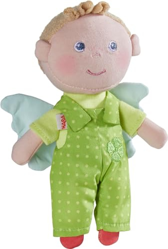 HABA Mini-Poupée Ange Gardien Lunis – Poupée en Tissu Douce de 17 cm pour Bébés dès La Naissance, Vêtements Amovibles et Lavables – 1307195001
