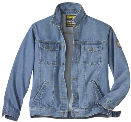 ATLAS FOR MEN - Veste en Jean Homme - Toile Denim Robuste avec Surpiqûres contrastée, Poches Pratiques, Idéale pour Printemps, Disponible en Grande Taille du M au 5XL