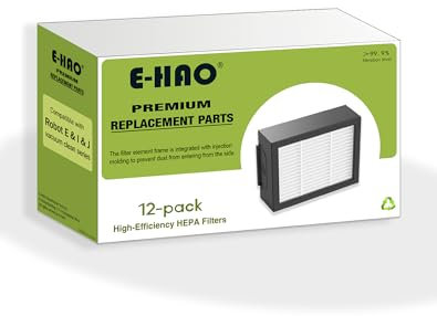 E-HAO 12 Vakuum HEPA Filter Ersatzteile für iRobot Roomba i, j und e Serien, Vakuumfilter Zubehörteile für i1+/i2+/i3+/i4+/i5+/i6+/i7+/i8+/j5+/j6+/j7+/j8+/j9+/e5/e6
