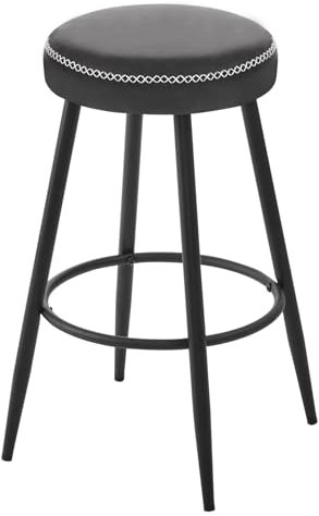 EUGAD Barhocker Einzeln Küchenhocker mit Fußstütze, Hocker Runder Sitzfläche Thekenstuhl mit Metallgestell, Tresenhocker Vintage-Kunstleder, für Bar Kücheninsel Bistro Küche, Anthrazit, 1084BY-1