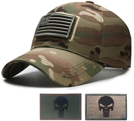 YUSENGMOO - Casquette de baseball drapeau USA camouflage, casquette de baseball avec patch brodé, chapeau pour sports récréatifs extérieurs de course/pêche, chapeau + patch, 9, L