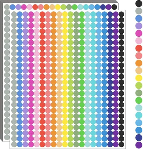 Coloured Dot Stickers, 10000 PCS, 7mm Round, 20 Color, Self Adhesive Label | YSHIHE Sticky Dots in 20 Assorted Colours, Circle Labels for Calendars, Planners, Crafts, Office & School Use