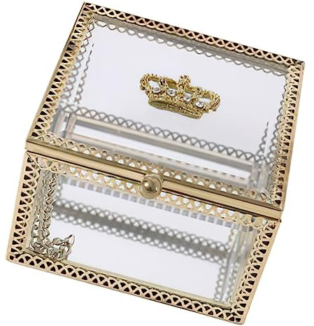 SOIMISS Square Glass Box Schmuckkästchen Mit Goldrand Schmuckaufbewahrung Für Und Erinnerungsstücke Stilvolle Präsentation Und Praktischer Für Besondere Anlässe