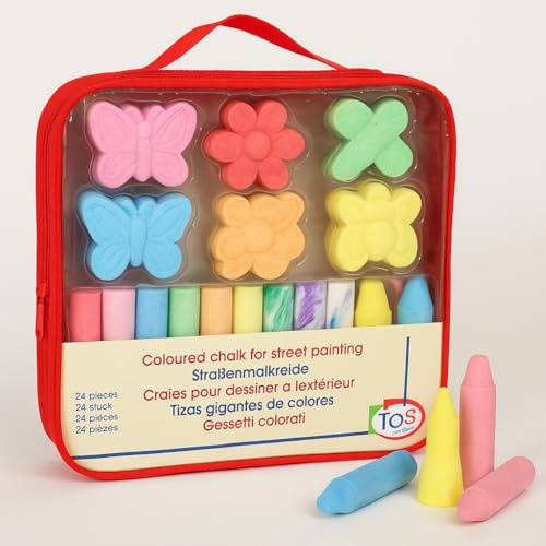 Ameisenkeks® Lot de 24 craies de peinture de rue pour enfants - Dans un sac de transport avec fonction sac à dos - Craies géantes colorées dans des formes amusantes - Pour l'extérieur, le coloriage et