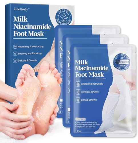 3 paia Maschera Idratante per la Cura dei Piedi,Maschere Idratanti per piedi,Maschera Idratante Nutriente Piedis Lisci,Protegge e ammorbidisce le Parti Ruvide,riparare i talloni ruvidi(latte)