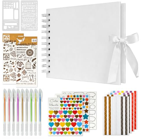 YIMETOP Fotoalbum zum Selbstgestalten A5 (21.5x15 cm) Scrapbook mit 30 Seiten, Platz für 60 Fotos - DIY Fotobuch für Baby, Hochzeit, Jahrestag, Valentinstag - Inklusive Geschenkbox Idee (Weiß)